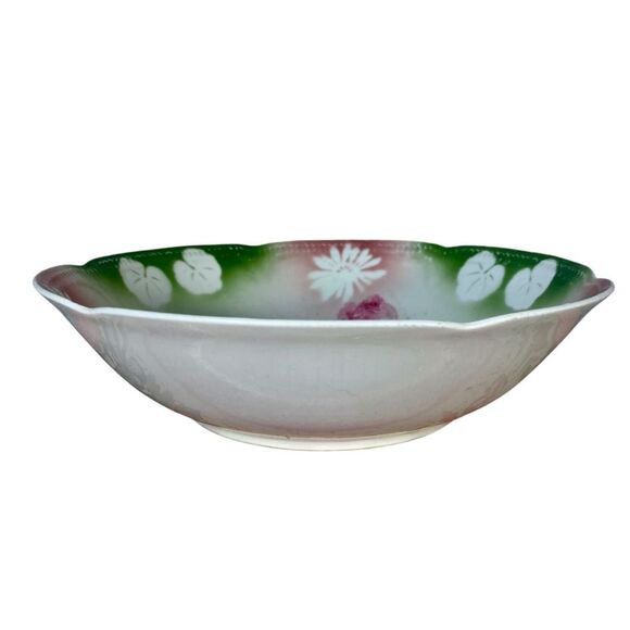 Vintage German Porcelain Serving Bowl Stamped on the Back Floral Pattern - Picture 2 of 8